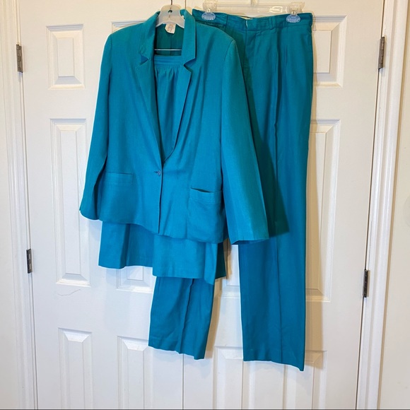 Vintage1970s 100% Raw Silk 3-pc Blazer/skirt/slacks Jacket Hong Kong, 12 TALL - Picture 15 of 15